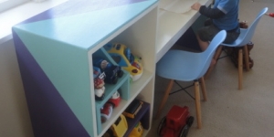 Kids desk with toy storage
